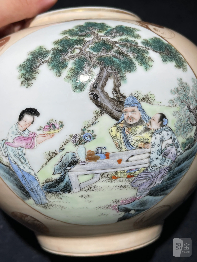 民国 粉彩人物纹皮灯一对 - 图16